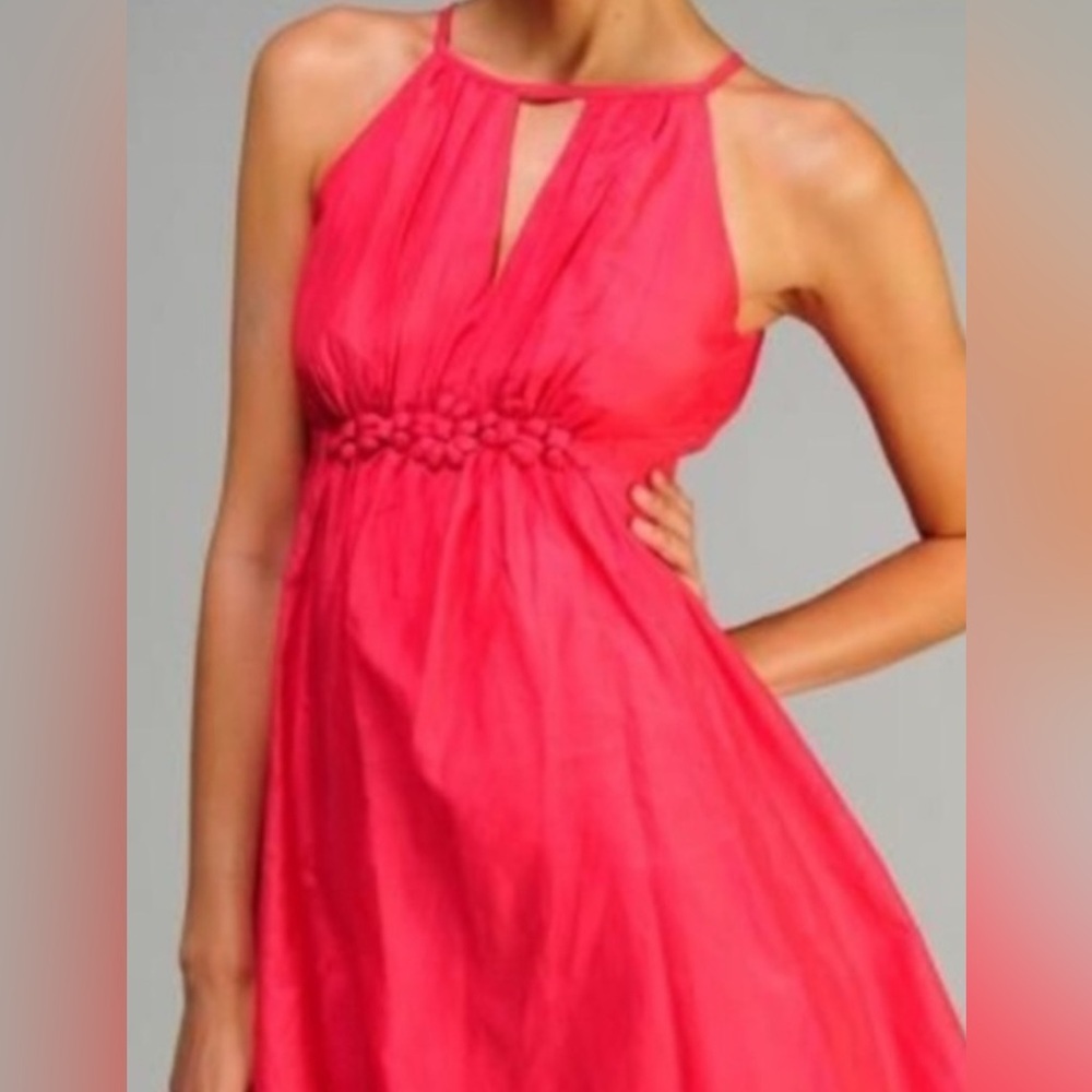 Esley Coral Pink Silk Blend Chiffon Dress Size XS/S Sleeveless Graduation